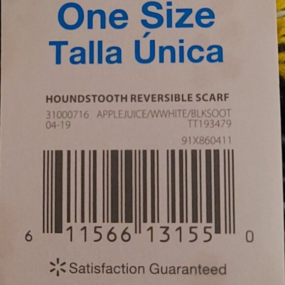 OVER SIZED BLANKET SCARF HOUNDSTOOTH REVERSIBLE WITH FRINGE --SIZE 78 '' X 26'' - Picture 2 of 10